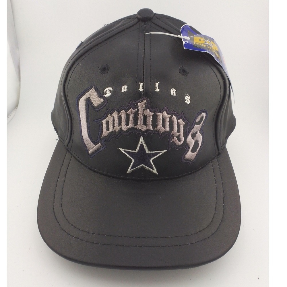 Dallas Cowboys Drew Pearson Leather Hat Old English Strapback NFL Vintage